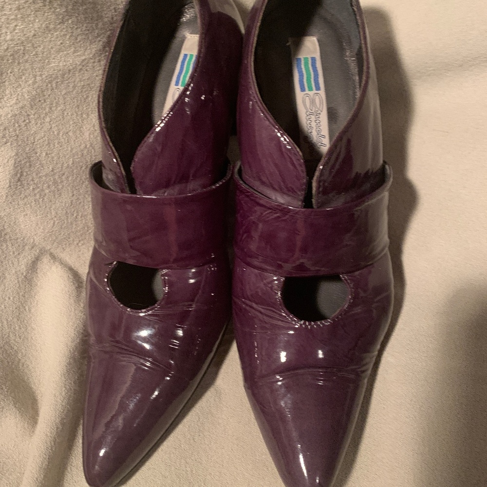 Italian Patent Leather Heeled Boots - Purple